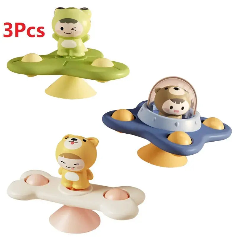 Baby Suction Cup Spinner Bath Toys for Age 1 2 3 Boys Girls Spinning Sensory Toys Airplane Car Travel Dining Chairs Window Toys Pinochio