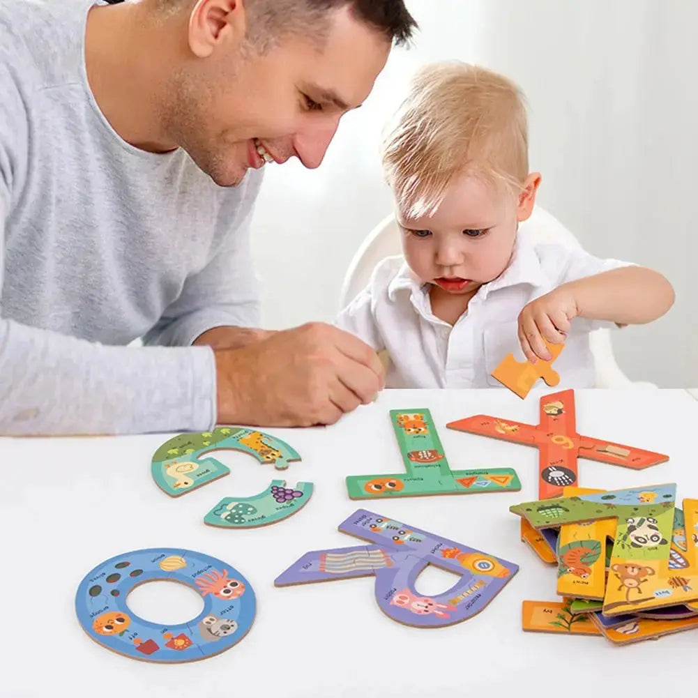Montessori Wooden Alphabet Puzzles for Kids 3 4 5 Years ABC Kids Learning Toys Educational Montessori Puzzle for Preschool Boys Pinochio