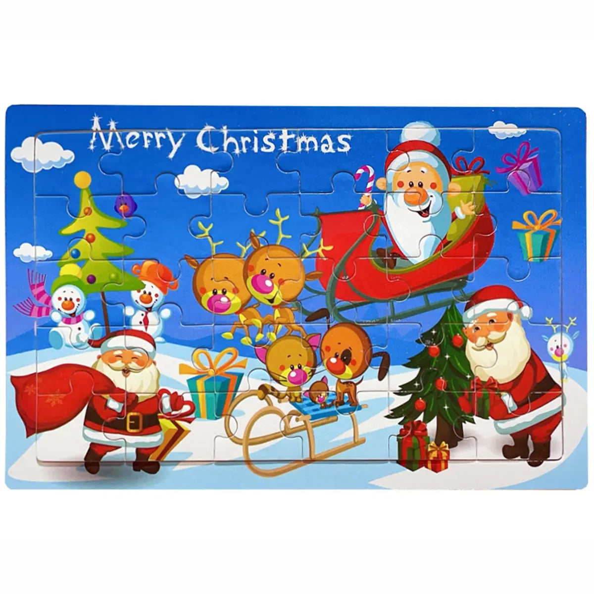1pc 30 Pieces Wooden Jigsaw Puzzle Kids Cartoon Animal Vehicle Puzzles Games Montessori Learning Educational Toys for Children Pinochio