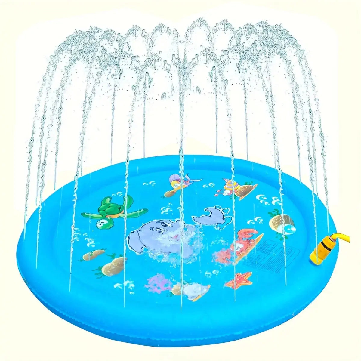 39.37inch Round Splash Pad Kids Sprinkler Pool Summer Outdoor Water Toys Fun Backyard Fountain Play Mat for Children And Pets Pinochio