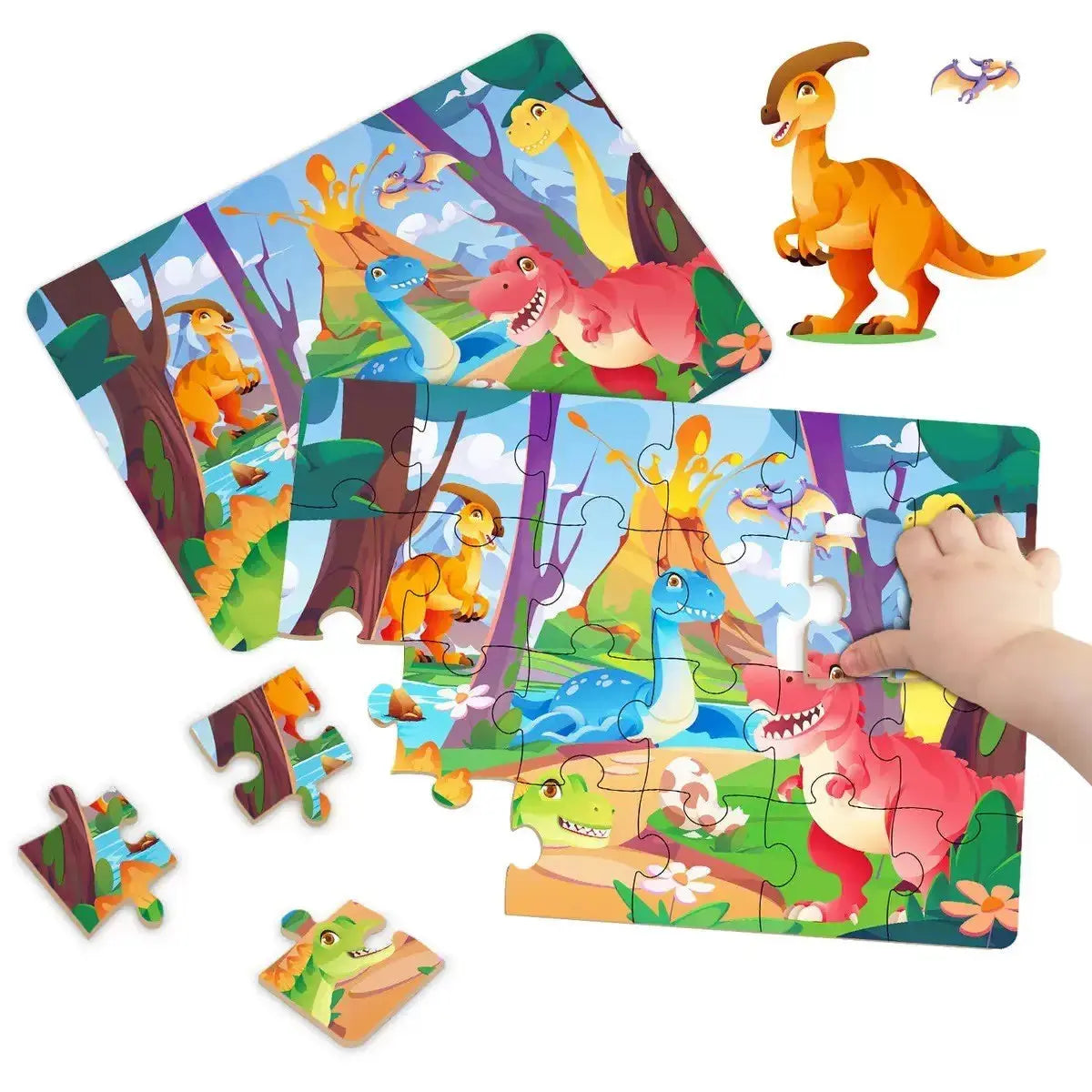 Kids Cartoon Animal Jigsaw Puzzles Montessori Educational Toys Parent-Child Theme Game Paper Educational Gift for Children Pinochio