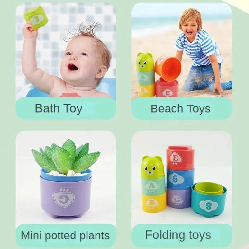 Kid Brain Response Battle Fold Cup Hand Speed Competition Fold Cup Baby Stack Game Early Education Puzzle Train Board Games Toy Pinochio