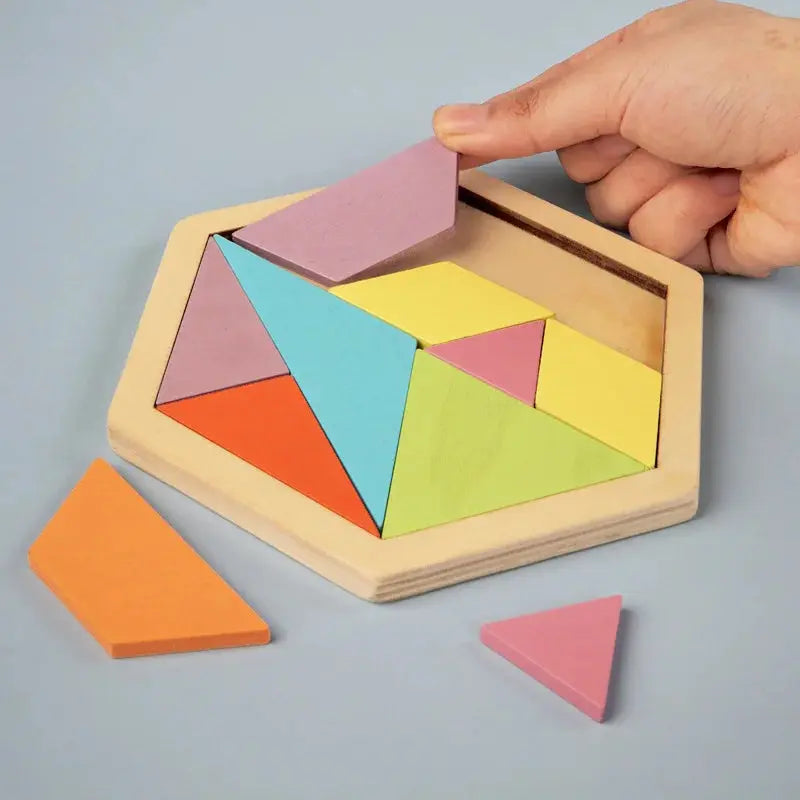 Hexagonal Alien Chess Tangram Puzzle Brainstorming 11-piece Block Puzzle Jigsaw Classical Puzzle Children's Toys Pinochio