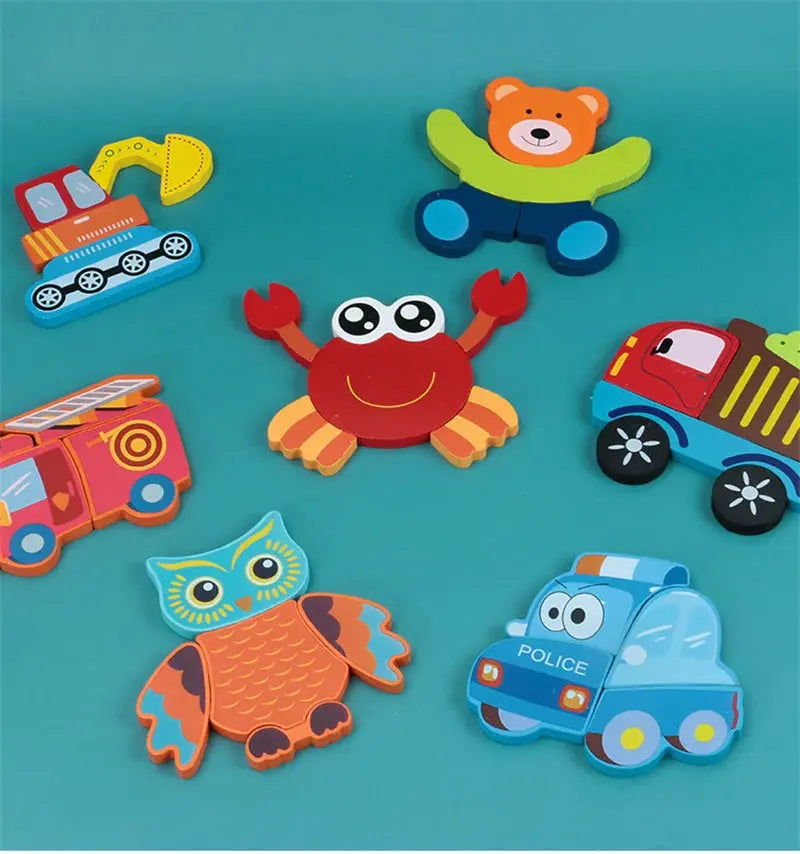 Kids Montessori 3D Wooden Puzzle Hands Grab Child Puzzle Educational Learning Toys Baby Games Puzzles For Kids 1 2 3 Years Old Pinochio