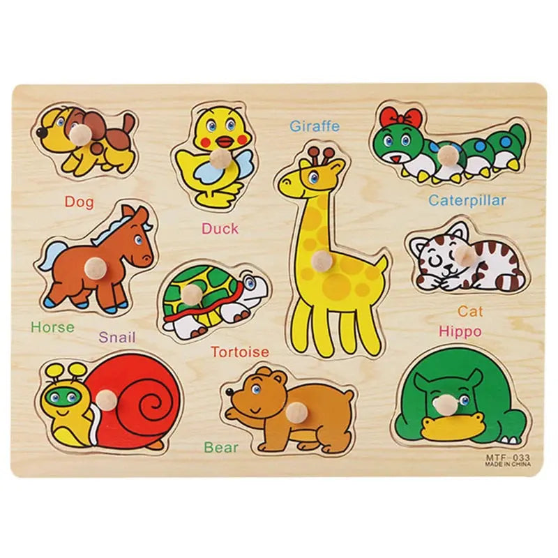 Montessori Child Puzzle Educational Baby Toys Kids Wooden Puzzle Board Jigsaw Puzzle Games Toys For Children 1 2 3 Years Pinochio