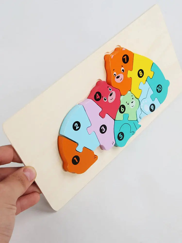 Wooden Jigsaw Puzzle Kids Cartoon Animal Fox Bear Cat Kola 3D Puzzles Games Baby Early Learning Educational Toys for Children Pinochio