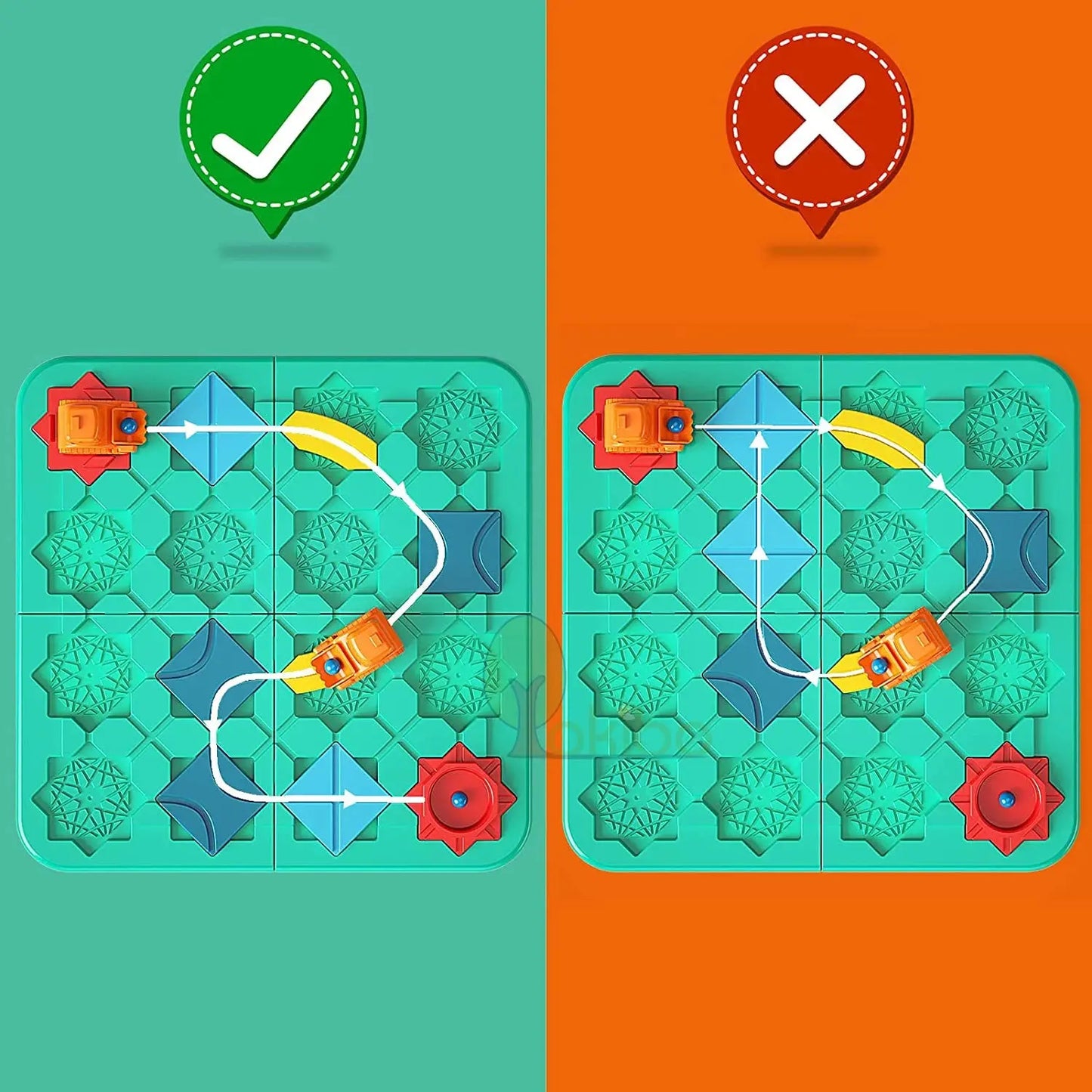 Logic Board Game for Kids Marble Run Blocks Puzzle Car Track Toy Race Car Rail Blocks Track Rail Building and Construction Game Pinochio