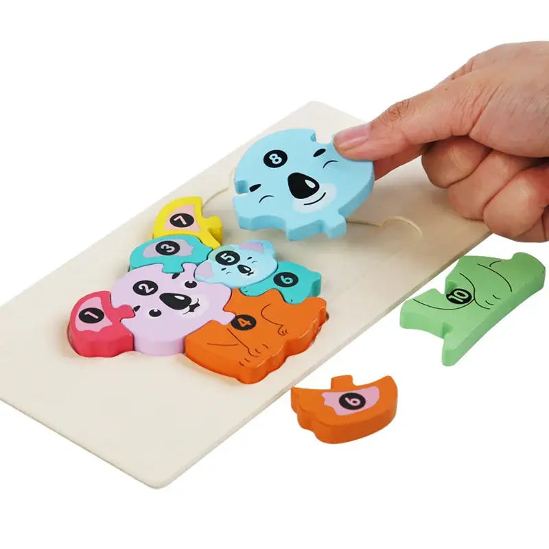 Wooden Jigsaw Puzzle Kids Cartoon Animal Fox Bear Cat Kola 3D Puzzles Games Baby Early Learning Educational Toys for Children Pinochio