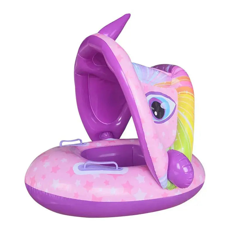 Inflatable Baby Swim Ring Seat Floating Sun Shade Toddler Swim Circle Outdoor Swimming Pool Bathtub Beach Party Summer Water Toy Pinochio