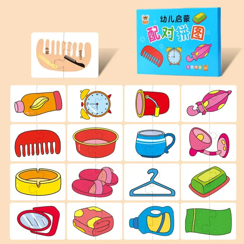 Animal Cards Matching Game Kids Puzzles Cartoon Pattern Cognitive Toys Fruit Traffic Memory Cards Children Early Educational Toy Pinochio