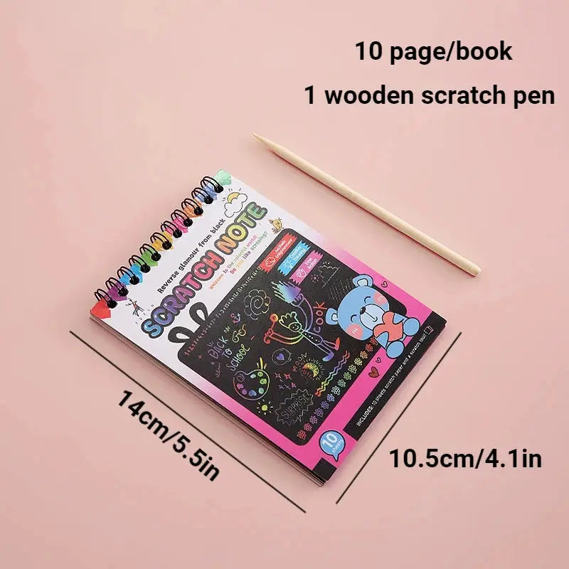 Scratch Paper Art Set Rainbow Magic Scratch Paper Kids Scratch Off Art Crafts Kit Drawing Painting Notebook DIY Girls Boys Toys Pinochio
