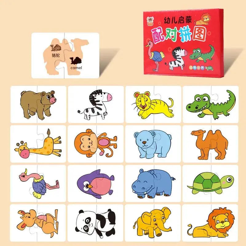 Animal Cards Matching Game Kids Puzzles Cartoon Pattern Cognitive Toys Fruit Traffic Memory Cards Children Early Educational Toy Pinochio