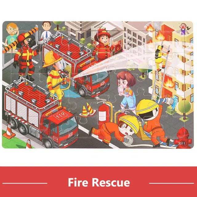 New 30 Pieces Wooden Puzzles Cartoon Animal Traffic Tangram Wood 3d Puzzle Montessori Educational Toys for Children Gifts Pinochio