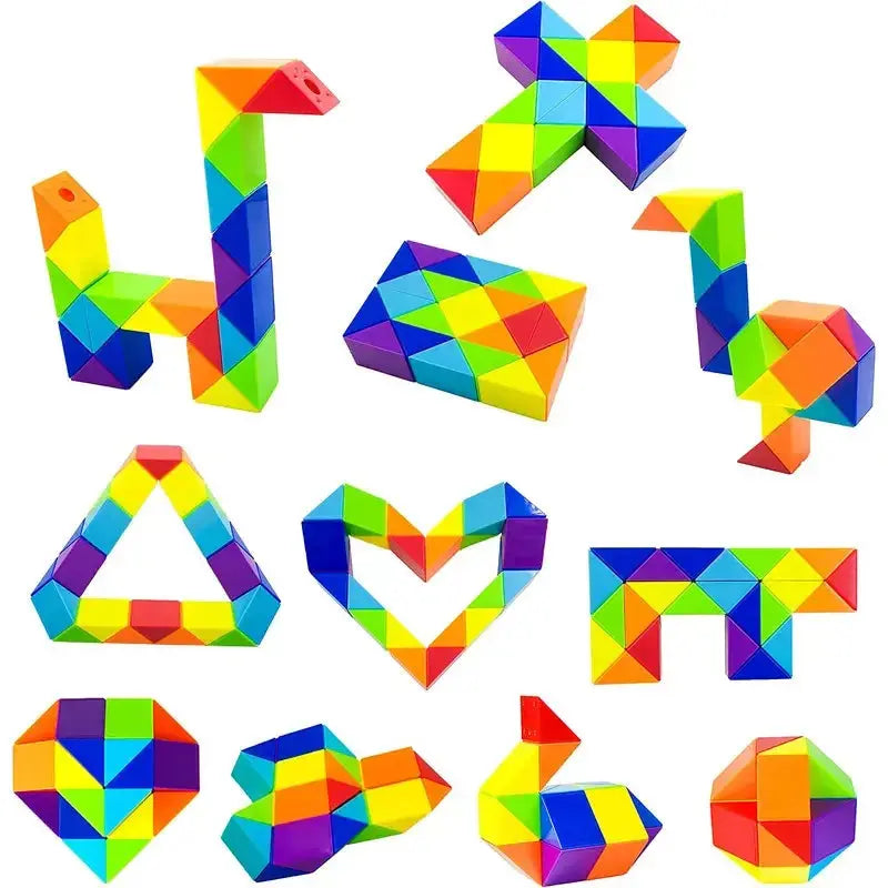 24 Colored Magic Cube Toys 3D Puzzle Fidget Transformable Cube Kid Education Toys Twist Transformable Kid Puzzl Gift Pinochio