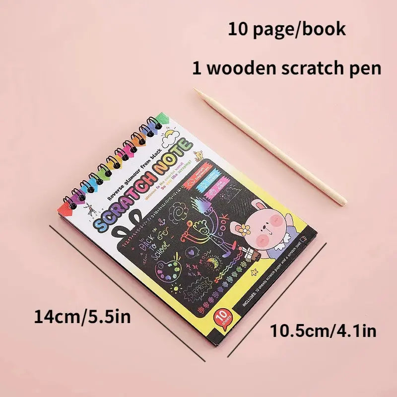 Scratch Paper Art Set Rainbow Magic Scratch Paper Kids Scratch Off Art Crafts Kit Drawing Painting Notebook DIY Girls Boys Toys Pinochio