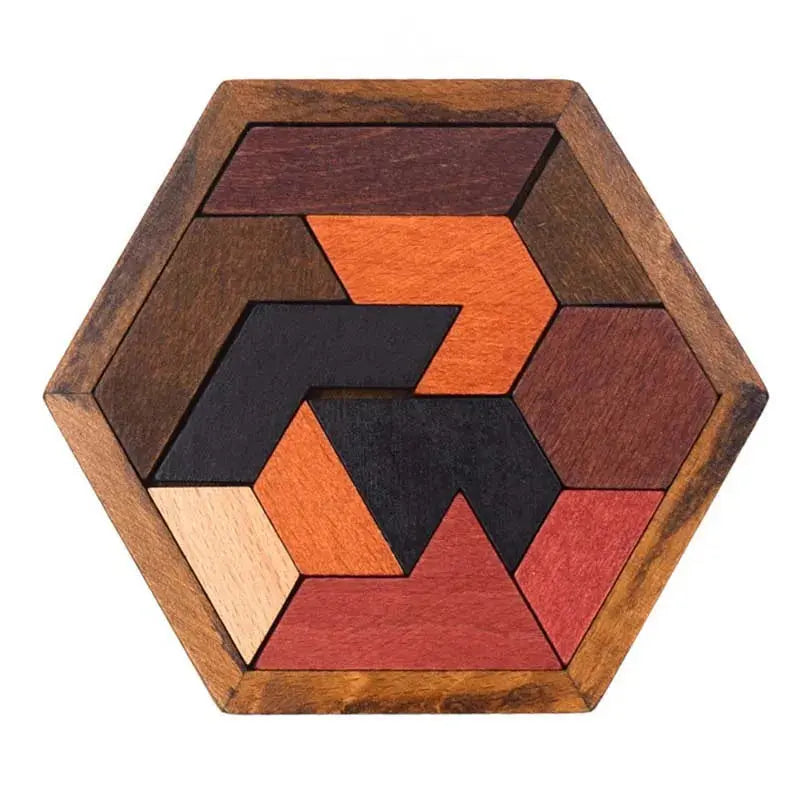 Hexagonal Alien Chess Tangram Puzzle Brainstorming 11-piece Block Puzzle Jigsaw Classical Puzzle Children's Toys Pinochio