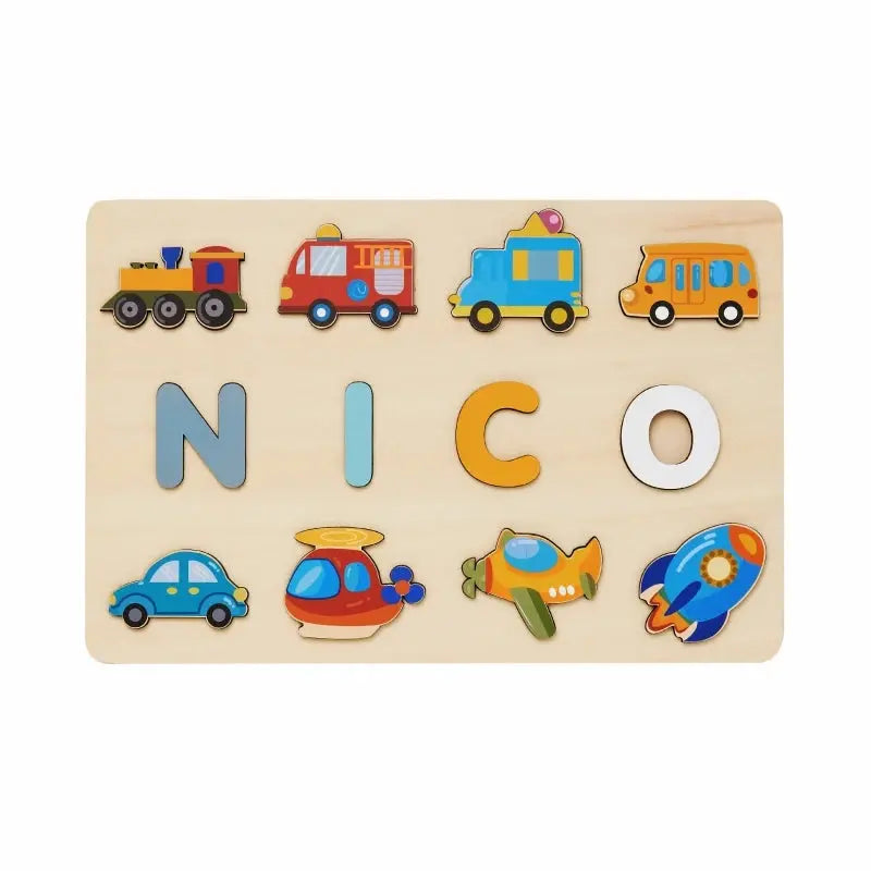 Montessori Personalised Wooden Puzzle Custom Baby Name Jigsaw Board Toddlers Educational Shape Matching Toys Customized Birthday Pinochio