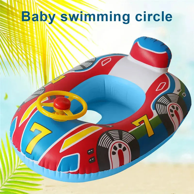 Inflatable Baby Swim Ring Seat Floating Sun Shade Toddler Swim Circle Outdoor Swimming Pool Bathtub Beach Party Summer Water Toy Pinochio