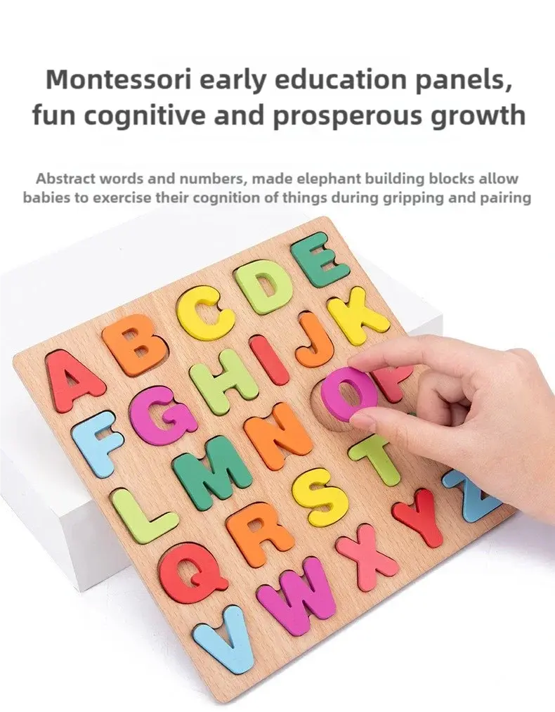 Kids Alphabetic Arithmetic Number Geometric Shapes Wooden Puzzle Montessori Preschool Learning Educational Game Toy for Children Pinochio