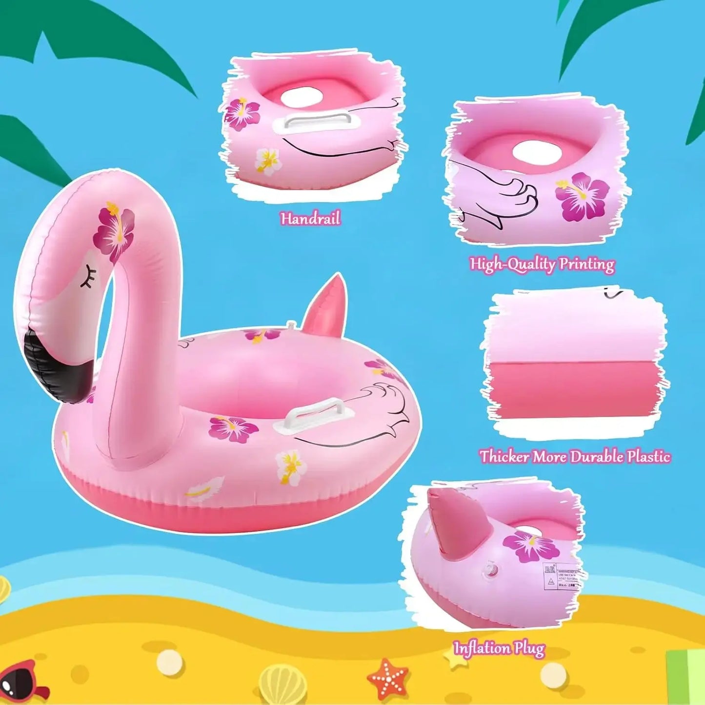 Summer Inflatable Toy Floating Seat Flamingo Shape Water Swimming Ring for Baby Outdoor Pool Inflatable Swimming Ring Water Toys Pinochio