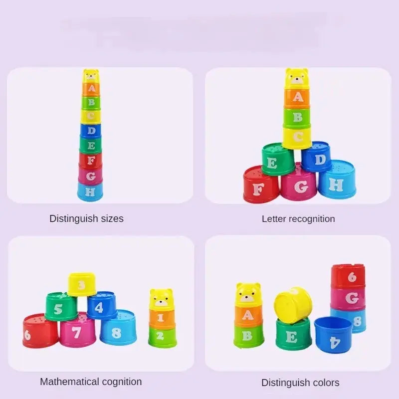 Kid Brain Response Battle Fold Cup Hand Speed Competition Fold Cup Baby Stack Game Early Education Puzzle Train Board Games Toy Pinochio