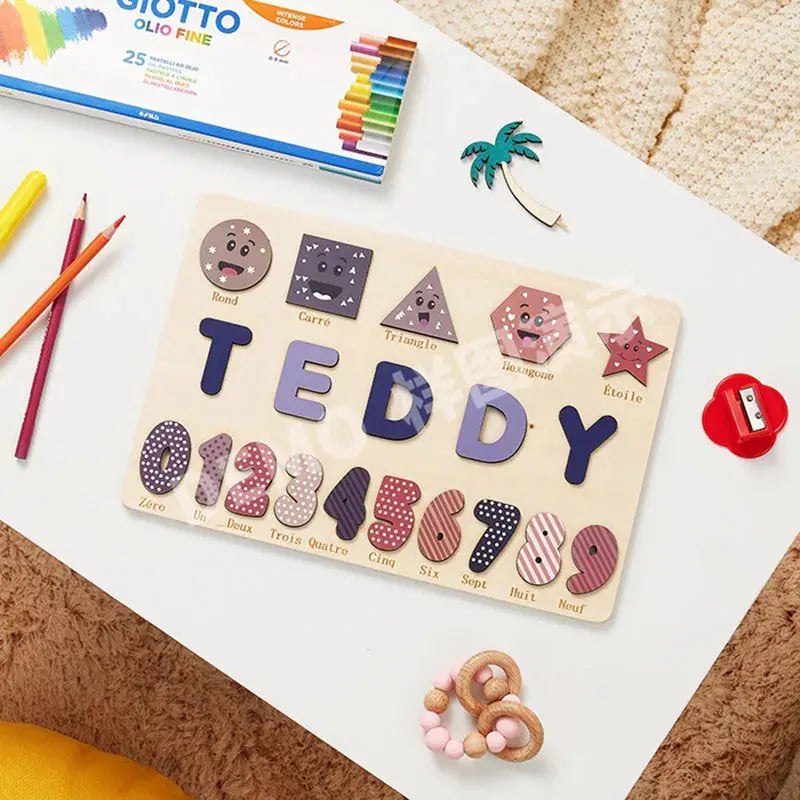 Montessori Personalised Wooden Puzzle Custom Baby Name Jigsaw Board Toddlers Educational Shape Matching Toys Customized Birthday Pinochio