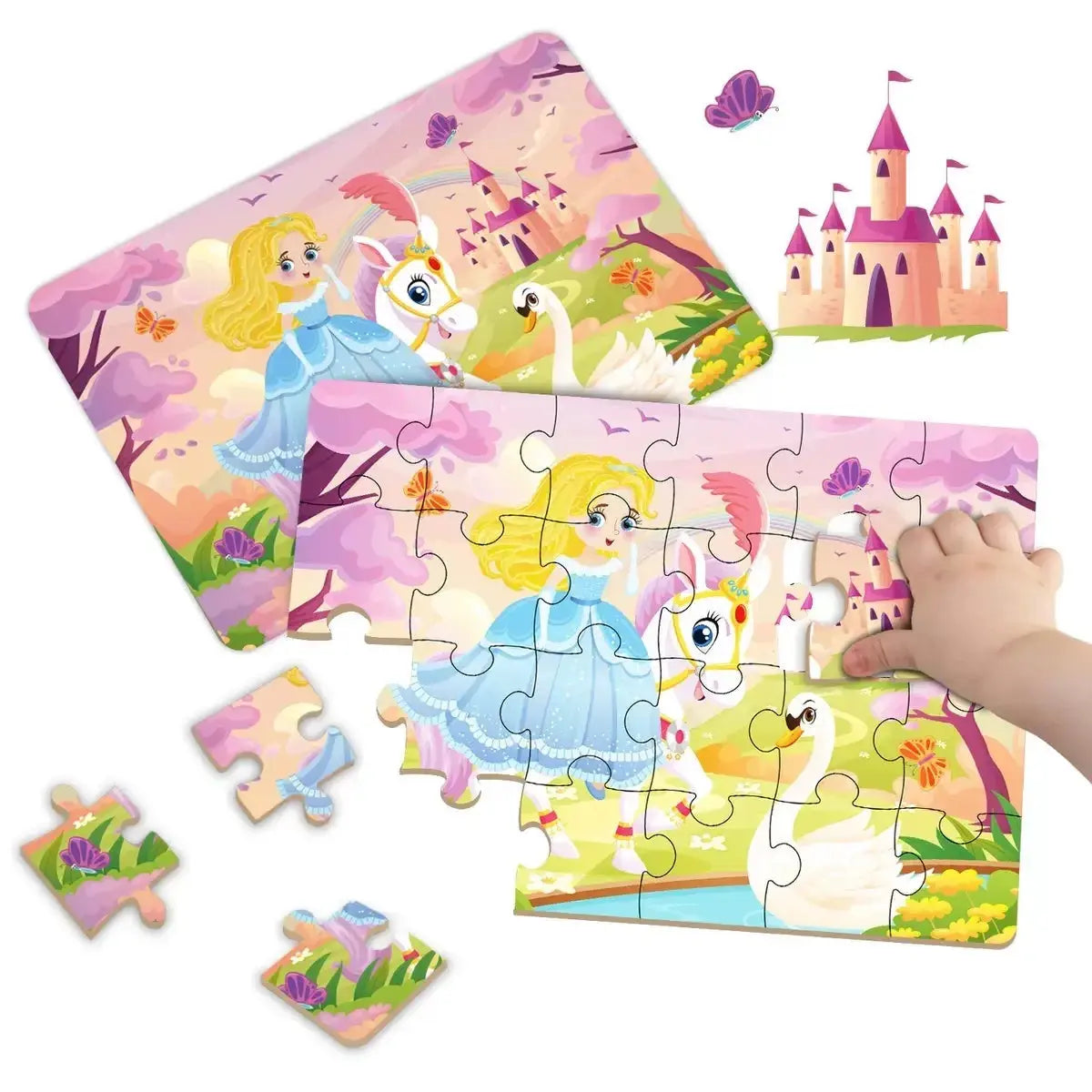Kids Cartoon Animal Jigsaw Puzzles Montessori Educational Toys Parent-Child Theme Game Paper Educational Gift for Children Pinochio