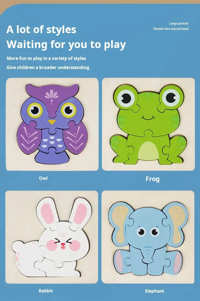 High Quality 3D Wooden Puzzle Baby Cartoon Animal Traffic Jigsaw Early Learning Cognition Game Puzzle Toys for Children Pinochio