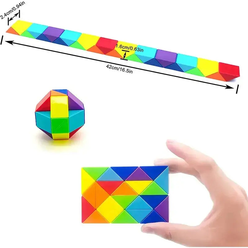 24 Colored Magic Cube Toys 3D Puzzle Fidget Transformable Cube Kid Education Toys Twist Transformable Kid Puzzl Gift Pinochio