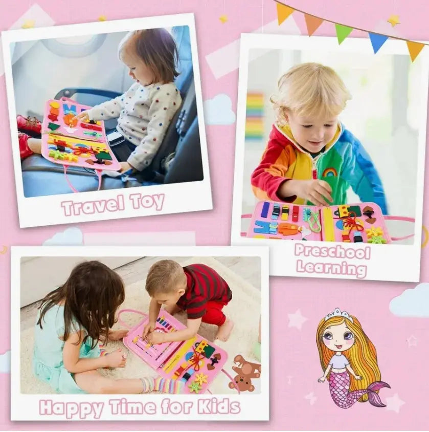 Montessori Toddler Busy Board,Autism Sensory Toys,Educational Activity Motor Skills Baby, Life Skills Learning Toys for Kids Pinochio