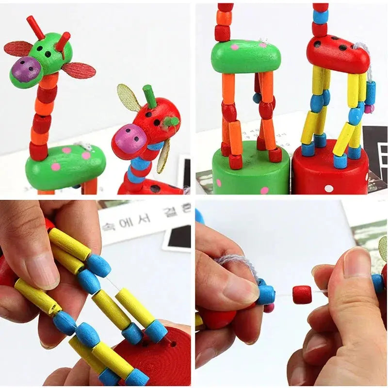 Montessori Educational Toy Kid Wooden Toys for Children Early Learning Exercise Baby Fingers Flexible Materials Giraffe Toy Gift Pinochio