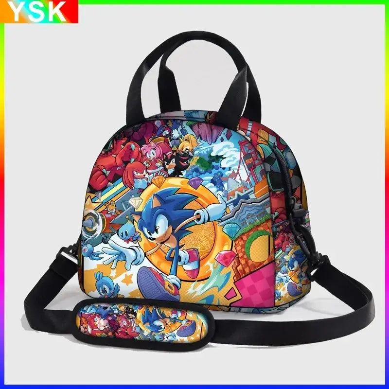 Sonic Lunch Bag Student Fashion Picnic Square Ice Bag Crossbody Portable Insulated Meal Bag Versatile Girls Anime kawaii Cartoon Pinochio