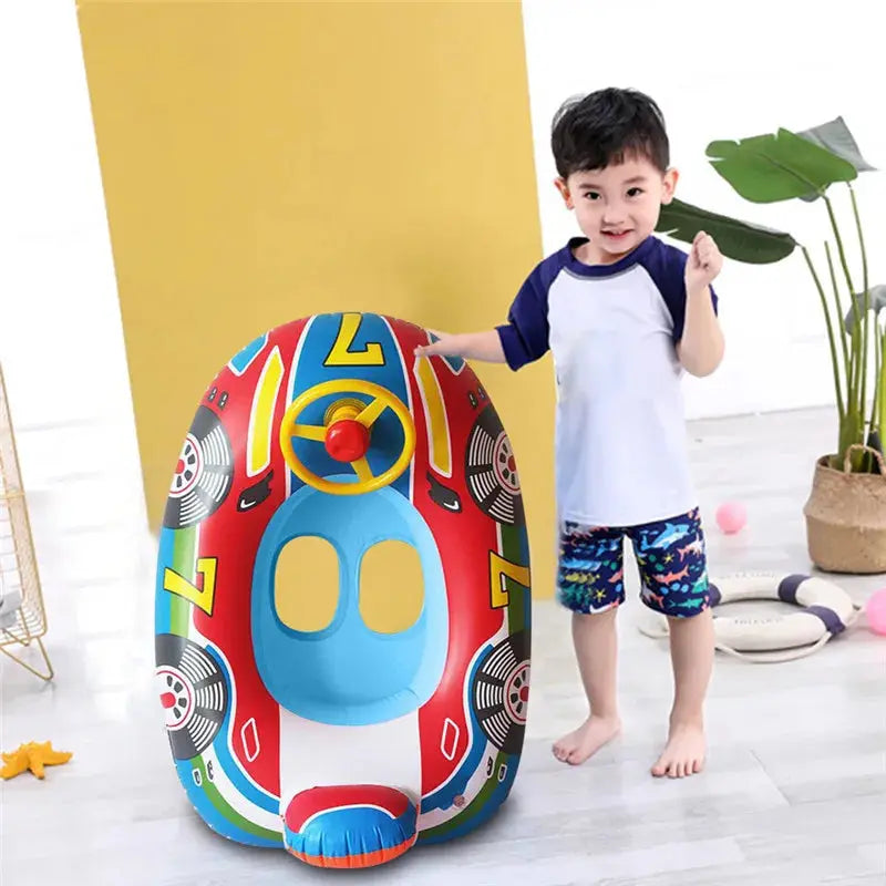 Inflatable Baby Swim Ring Seat Floating Sun Shade Toddler Swim Circle Outdoor Swimming Pool Bathtub Beach Party Summer Water Toy Pinochio