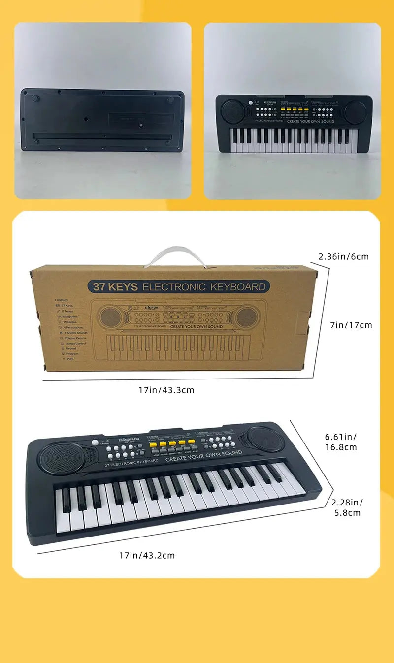 37Keys Electric Piano Keyboard, Digital Music Teaching & Learning Toys For Kids, Musical Instrument Gifts For Boys & Girls Age 3 Pinochio