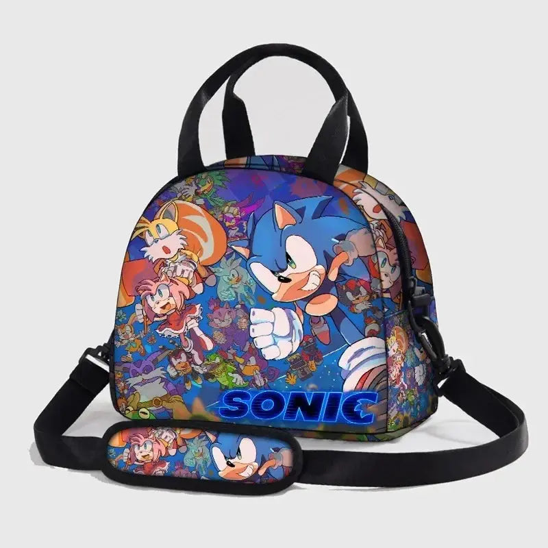 Sonic Lunch Bag Student Fashion Picnic Square Ice Bag Crossbody Portable Insulated Meal Bag Versatile Girls Anime kawaii Cartoon Pinochio