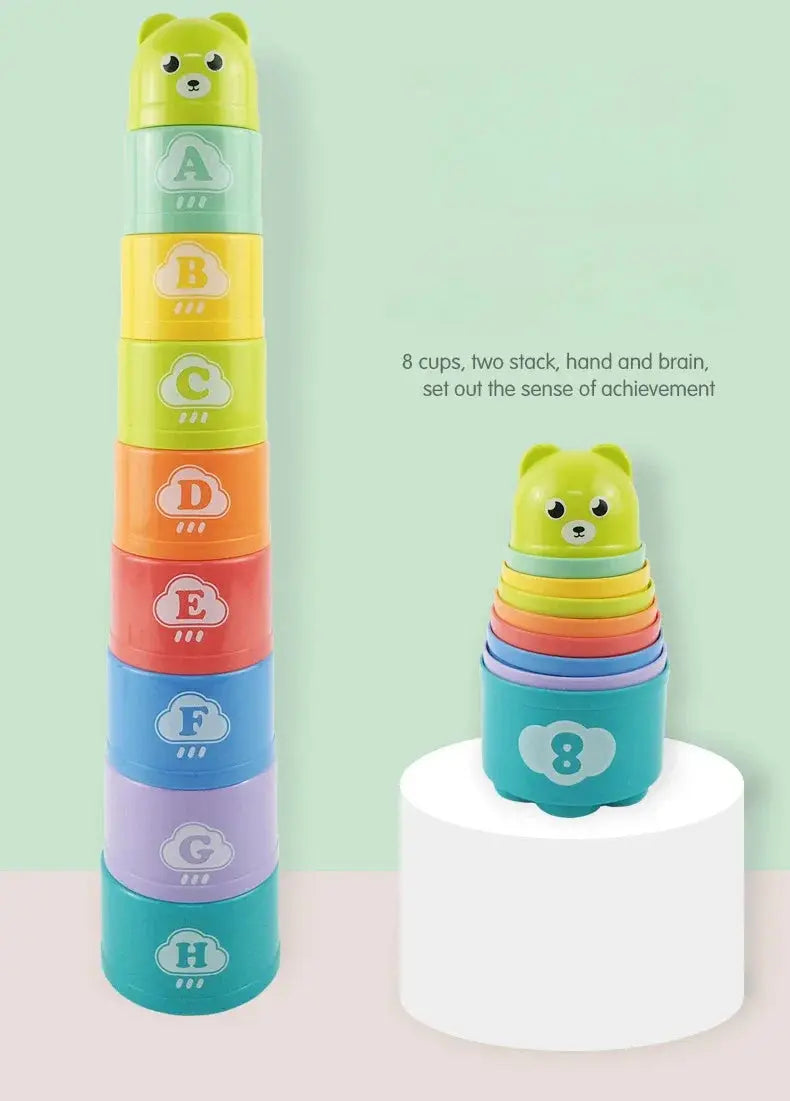 Kid Brain Response Battle Fold Cup Hand Speed Competition Fold Cup Baby Stack Game Early Education Puzzle Train Board Games Toy Pinochio