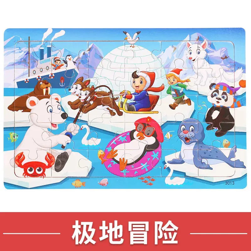 NEW Wooden 30pcs Puzzles Children Animal Dinosaur Cartoon Plane Puzzle Baby Early Education and Intellectual Building Block Toys Pinochio