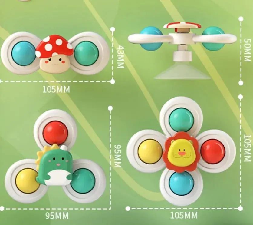 Baby Suction Cup Spinner Bath Toys for Age 1 2 3 Boys Girls Spinning Sensory Toys Airplane Car Travel Dining Chairs Window Toys Pinochio