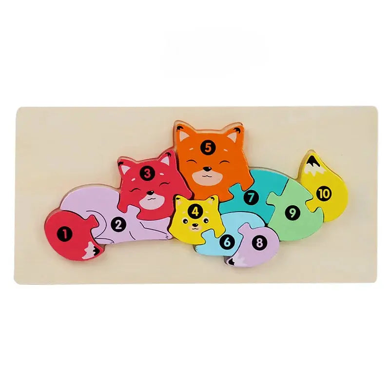 Wooden Jigsaw Puzzle Kids Cartoon Animal Fox Bear Cat Kola 3D Puzzles Games Baby Early Learning Educational Toys for Children Pinochio
