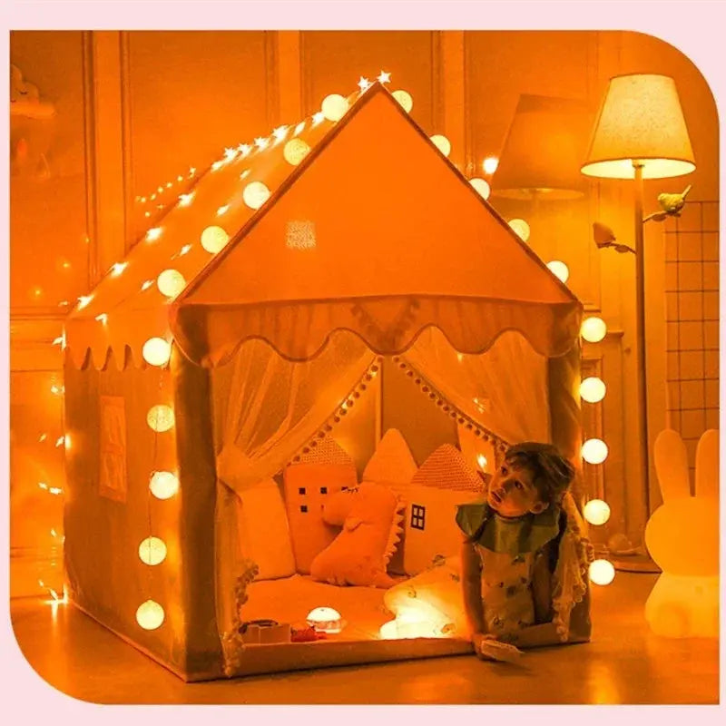 Large Kids Tents Tipi Baby Play House Child Toy Tent 1.35M Wigwam Folding Girls Pink Princess Castle Child Room Decor Pinochio