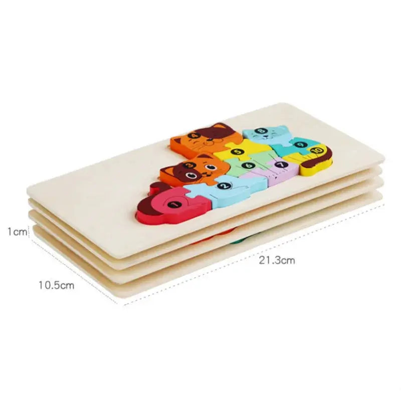 Wooden Jigsaw Puzzle Kids Cartoon Animal Fox Bear Cat Kola 3D Puzzles Games Baby Early Learning Educational Toys for Children Pinochio