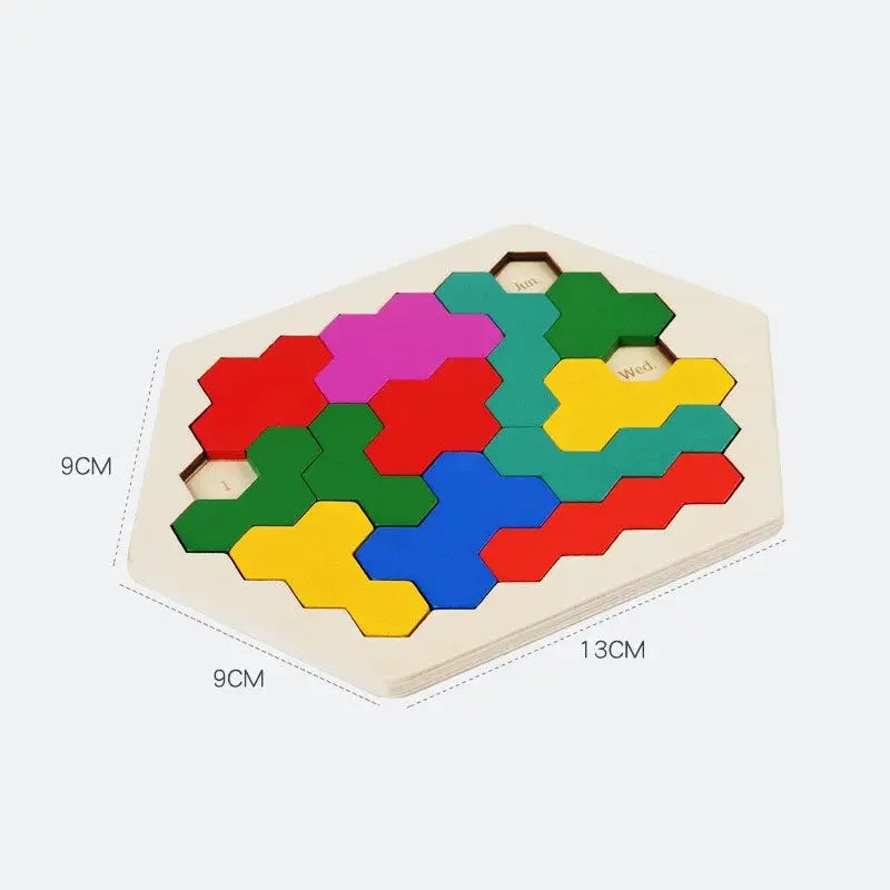 Hexagonal Alien Chess Tangram Puzzle Brainstorming 11-piece Block Puzzle Jigsaw Classical Puzzle Children's Toys Pinochio