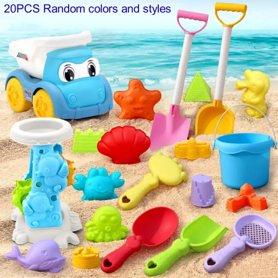 Children's Beach Toy Set, ATV, Sand Digging and Water Toy, Beach Bucket, Hourglass, Shovel, Beach Sand Play Tool Random Colors Pinochio