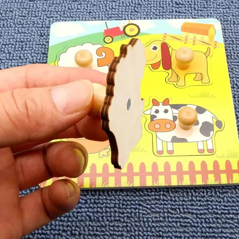 Kids Montessori 3D Wooden Puzzle Hands Grab Child Puzzle Educational Learning Toys Baby Games Puzzles For Kids 1 2 3 Years Old Pinochio