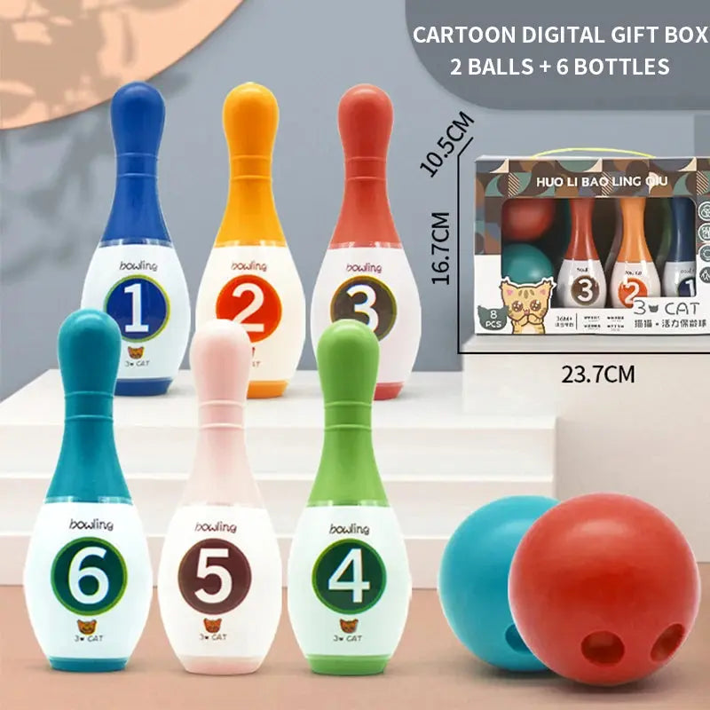 Bowling Set Education Toys For Kids Toddlers Animal Number Learning Indoor Outdoor Sports Games Toys for Kids Baby Gift Pinochio