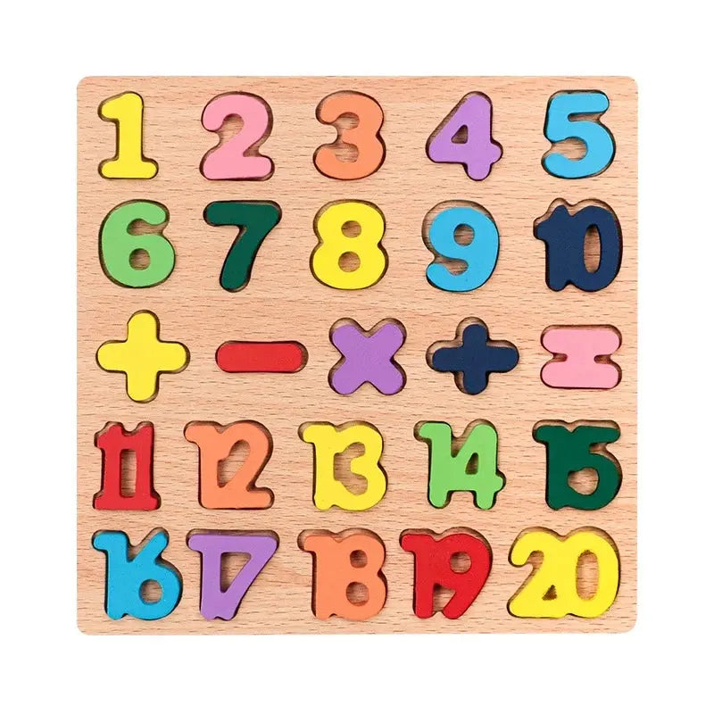 Kids Alphabetic Arithmetic Number Geometric Shapes Wooden Puzzle Montessori Preschool Learning Educational Game Toy for Children Pinochio
