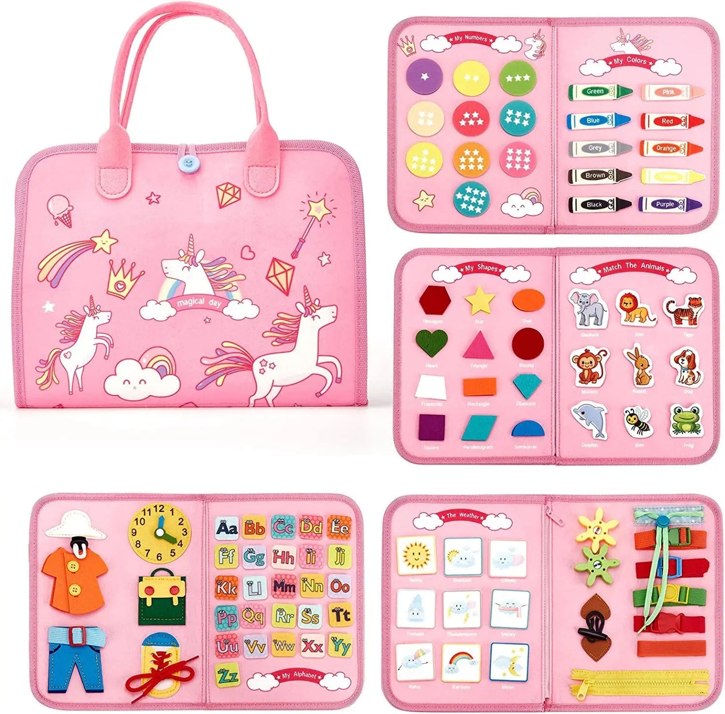 Montessori Toddler Busy Board,Autism Sensory Toys,Educational Activity Motor Skills Baby, Life Skills Learning Toys for Kids Pinochio