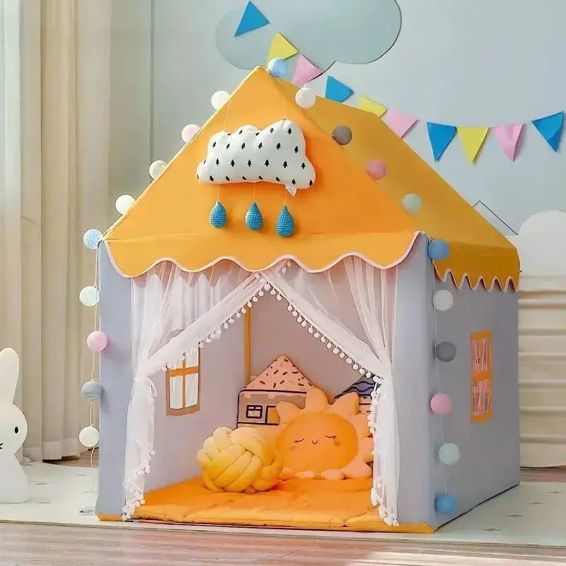 Large Kids Tents Tipi Baby Play House Child Toy Tent 1.35M Wigwam Folding Girls Pink Princess Castle Child Room Decor Pinochio