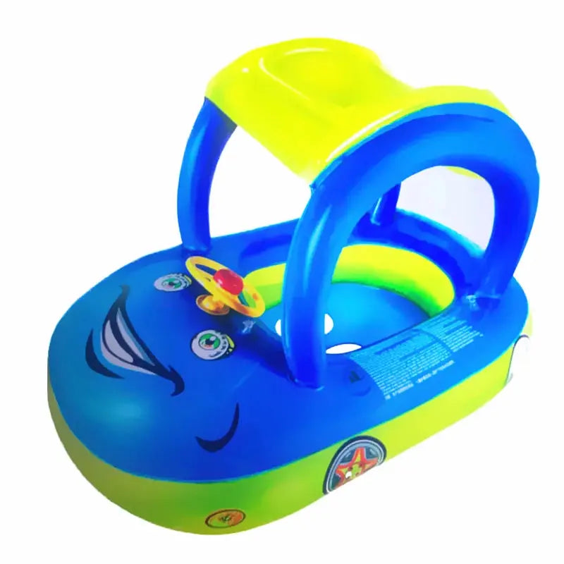 Inflatable Baby Swim Ring Seat Floating Sun Shade Toddler Swim Circle Outdoor Swimming Pool Bathtub Beach Party Summer Water Toy Pinochio