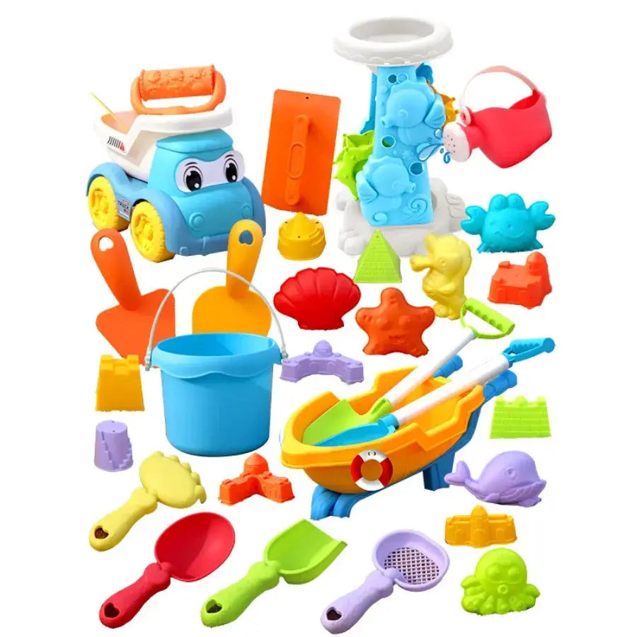 Children's Beach Toy Set, ATV, Sand Digging and Water Toy, Beach Bucket, Hourglass, Shovel, Beach Sand Play Tool Random Colors Pinochio